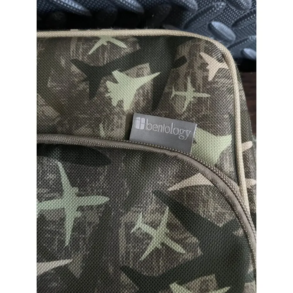Bentology Lunch Bag and Box Set for Boys Bento Jets Camo Green Airplanes
